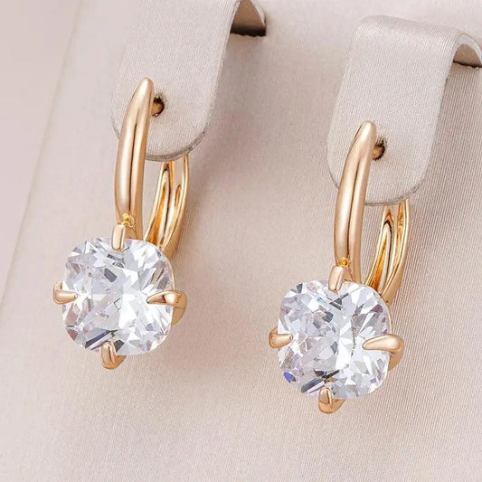 Round Crystal Earrings in Gold Unique Joyas