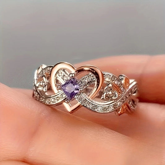 Heller Violet Gold and Silver Heart Ring