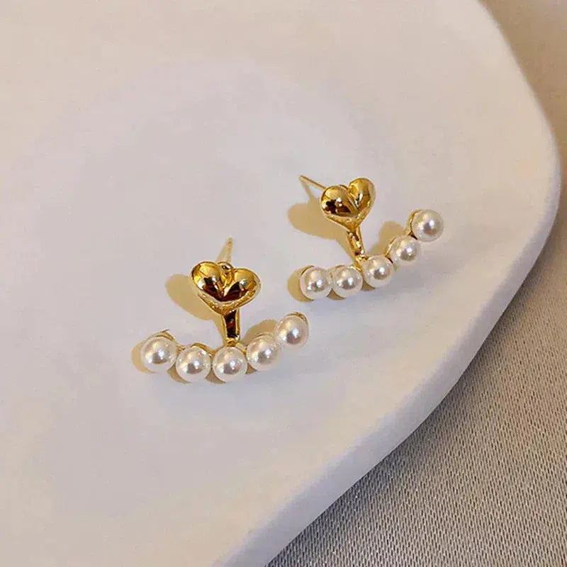 Pearl Heart Earrings in Gold Unique Joyas