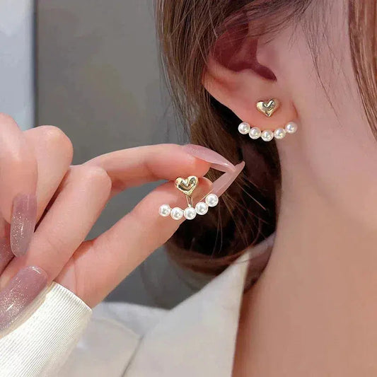 Pearl Heart Earrings in Gold Unique Joyas