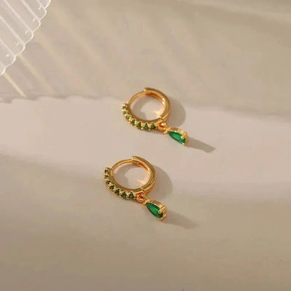 Zirconia earrings with emerald in gold Unique Joyas