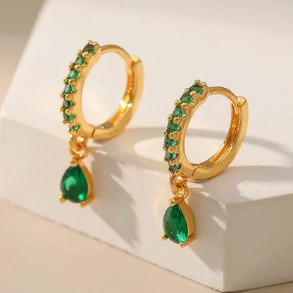 Zirconia earrings with emerald in gold Unique Joyas