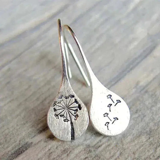 Dandelion Leaf Earrings made of 925 Silver Unique Joyas