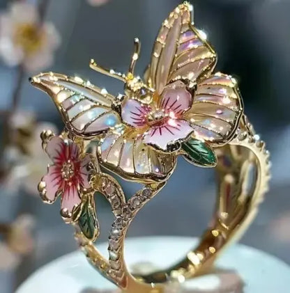 Fashion delicate gold color flower butterfly rings for women party accessories gifts custom jewelry Claire Jewelry