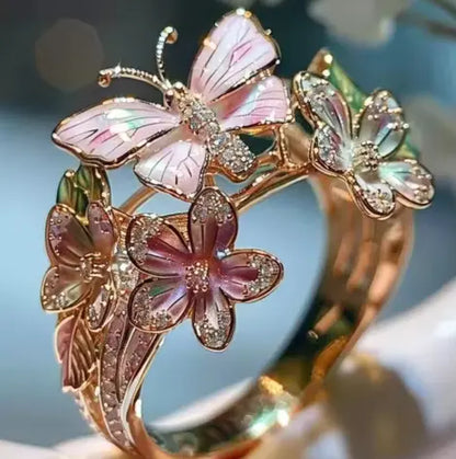 Fashion delicate gold color flower butterfly rings for women party accessories gifts custom jewelry Claire Jewelry