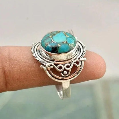 Boho Turquoise Ring Unique Joyas