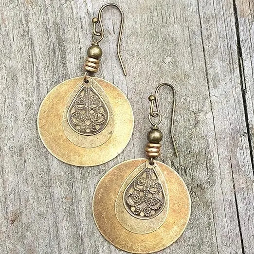 Vintage Gold Earrings Unique Joyas