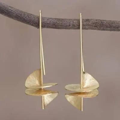 Vintage Golden Scales Earrings Unique Joyas