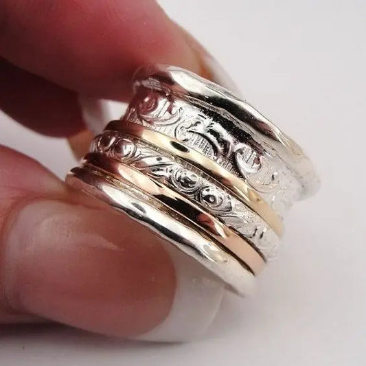 Vintage Gold and Silver Ring Unique Joyas
