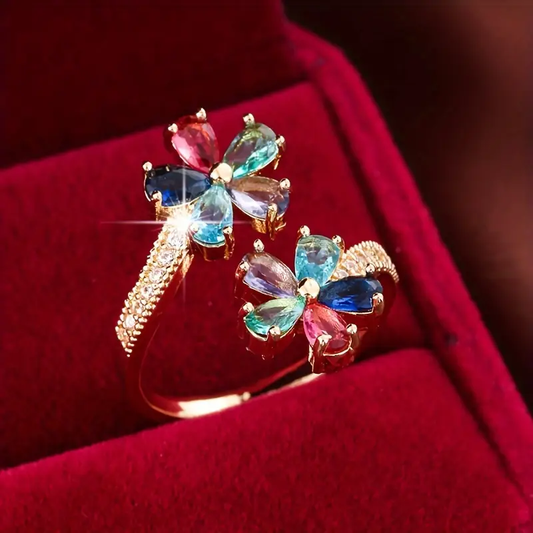 Open ring with colorful flowers