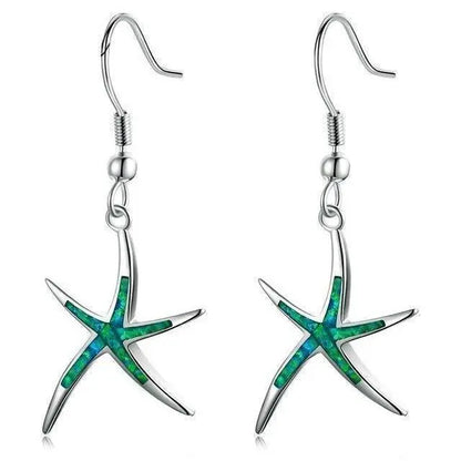 Starfish earrings made of opal and silver Unique Joyas