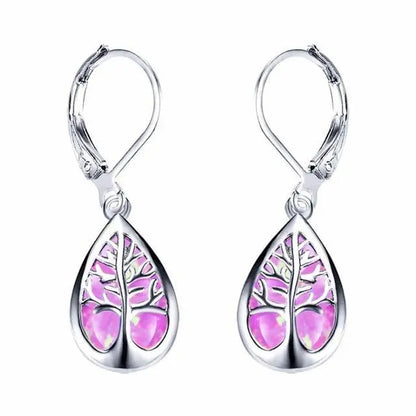 Tree of Life Earrings made of Opal and Silver Unique Joyas
